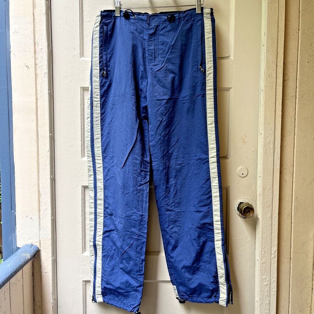 Vtg Abercrombie & Fitch Track Pants Sz S Blue Nylon Stripe Gym Streetwear Dance